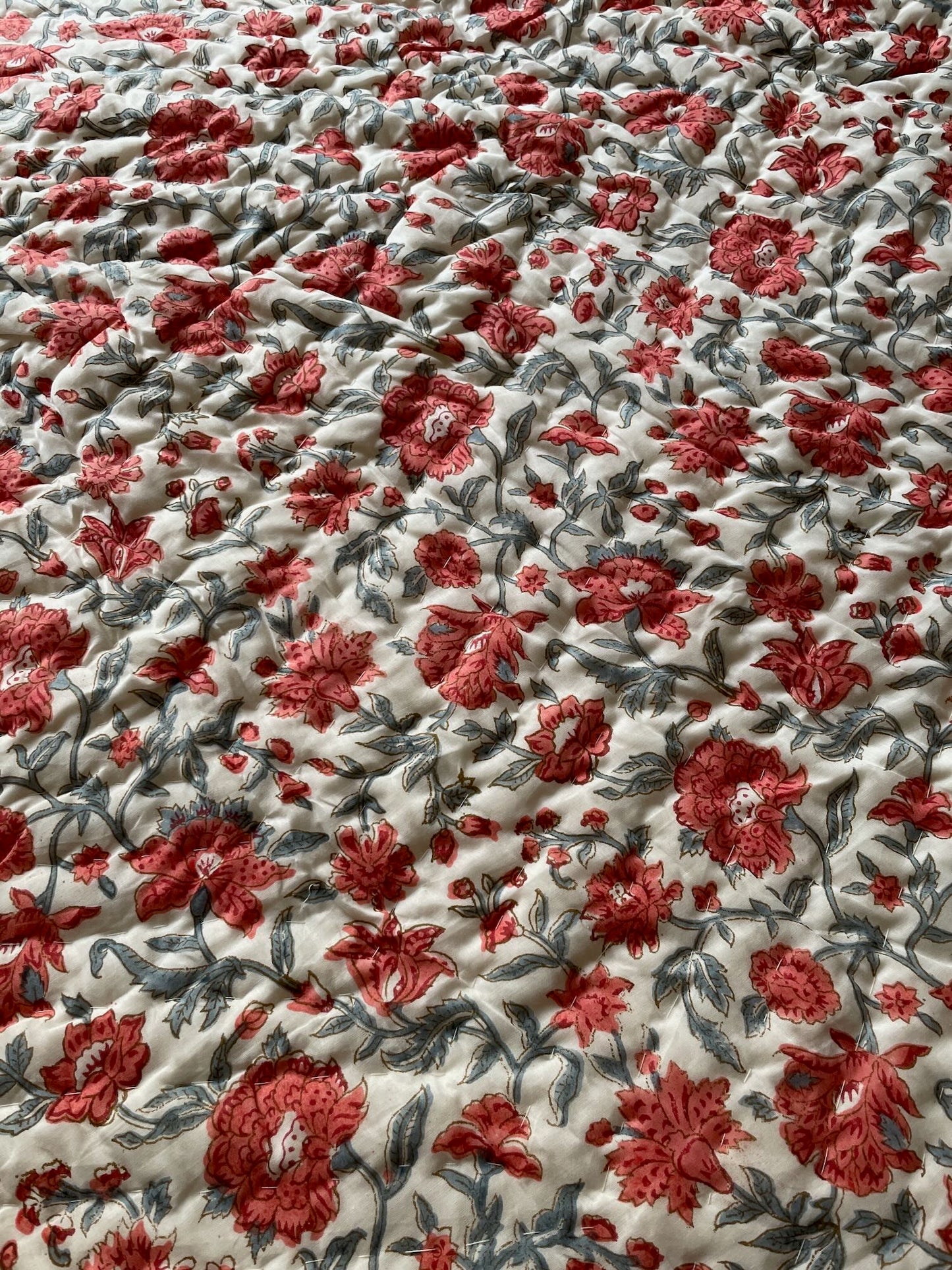 
                  
                    blue coral orange grey block print quilt pique bedspread reversible cotton hand made large
                  
                