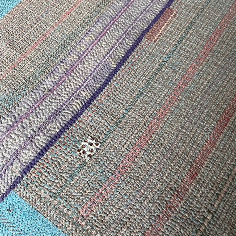 
                  
                    turquoise blue striped patched quilt kantha bedspread single double cotton comforter washable
                  
                