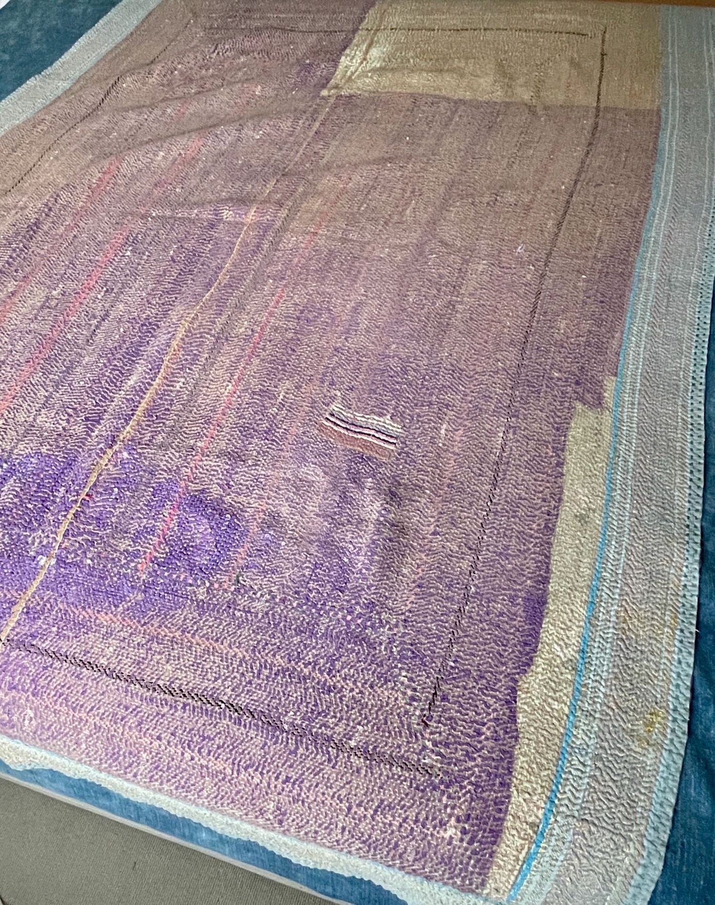 
                  
                    turquoise blue striped patched quilt kantha bedspread single double cotton comforter washable
                  
                