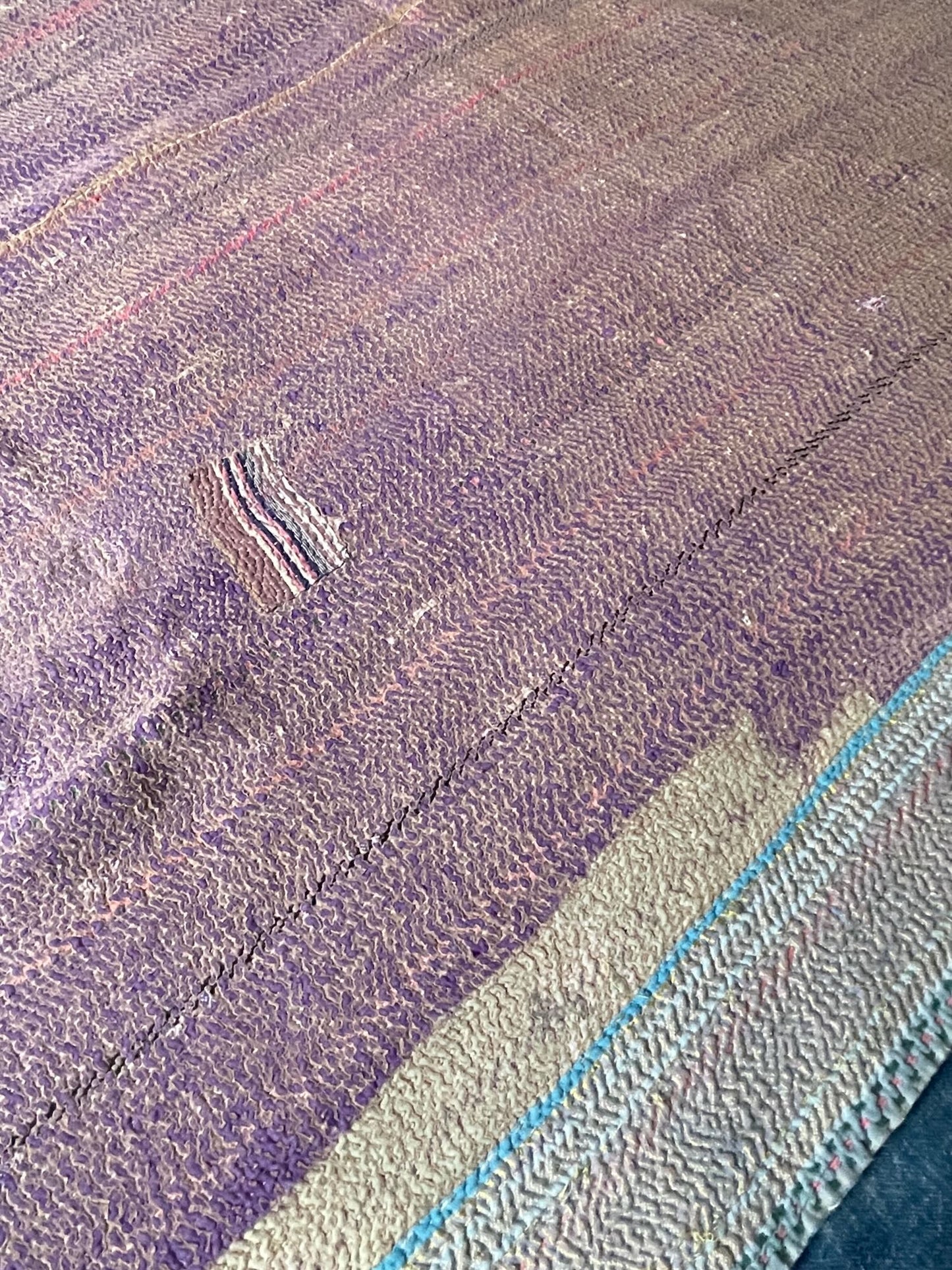 
                  
                    turquoise blue striped patched quilt kantha bedspread single double cotton comforter washable
                  
                