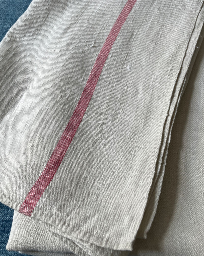 antique french hemp towel pink stripe cloth sewing fabric tablecloth large bath towel 