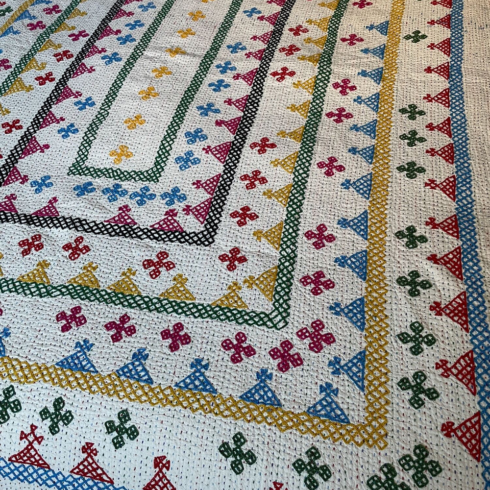 ralli bedspread kantha quilt single embroidered bright colours kid bedroom sofa throw washable