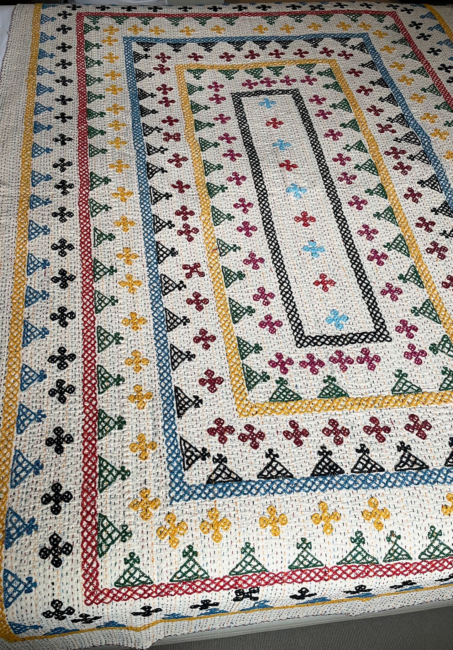 
                  
                    ralli kantha quilt bedspread geometric embroidered comforter red yellow blue washable single throw
                  
                