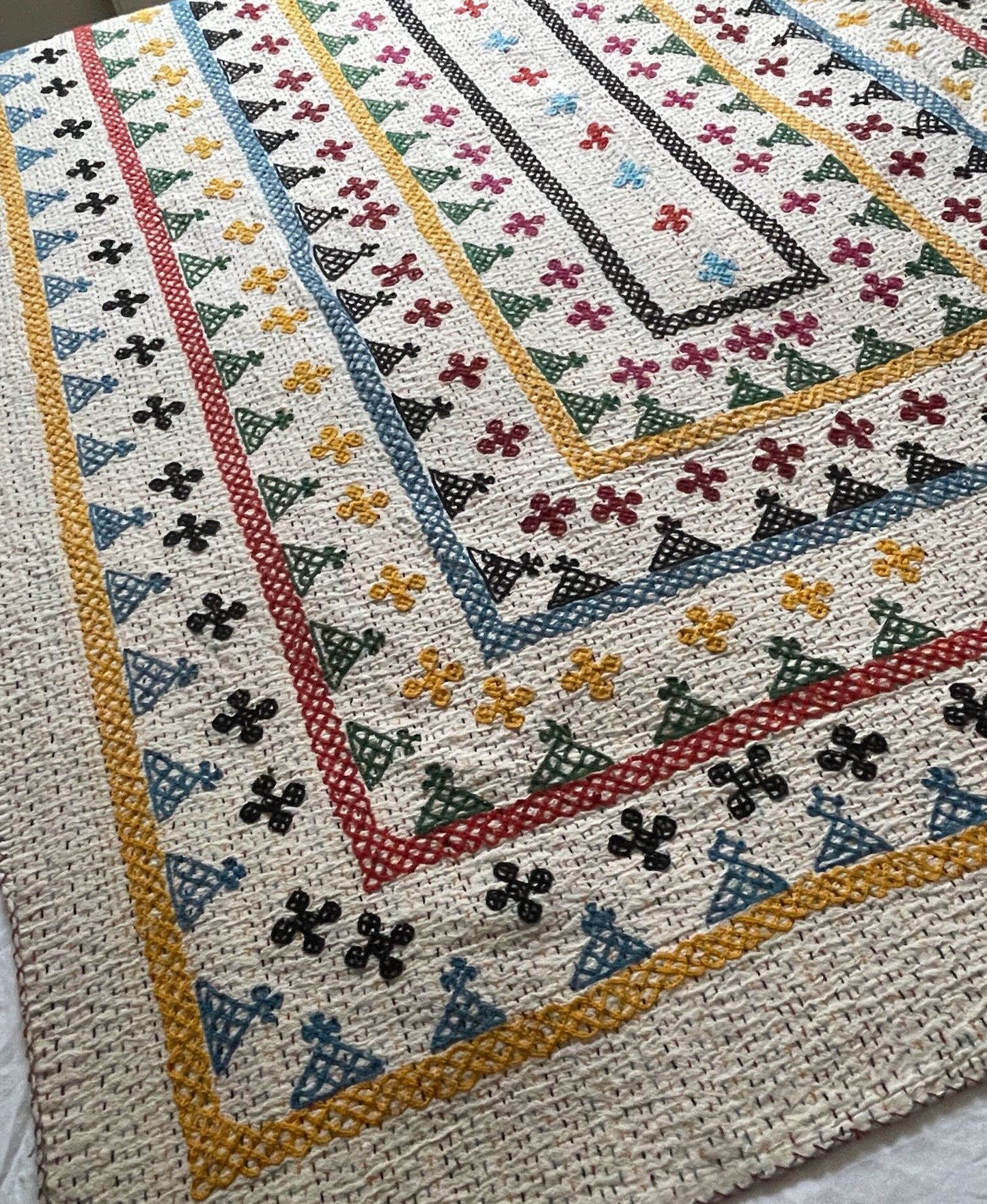 
                  
                    ralli kantha quilt bedspread geometric embroidered comforter red yellow blue washable single throw
                  
                