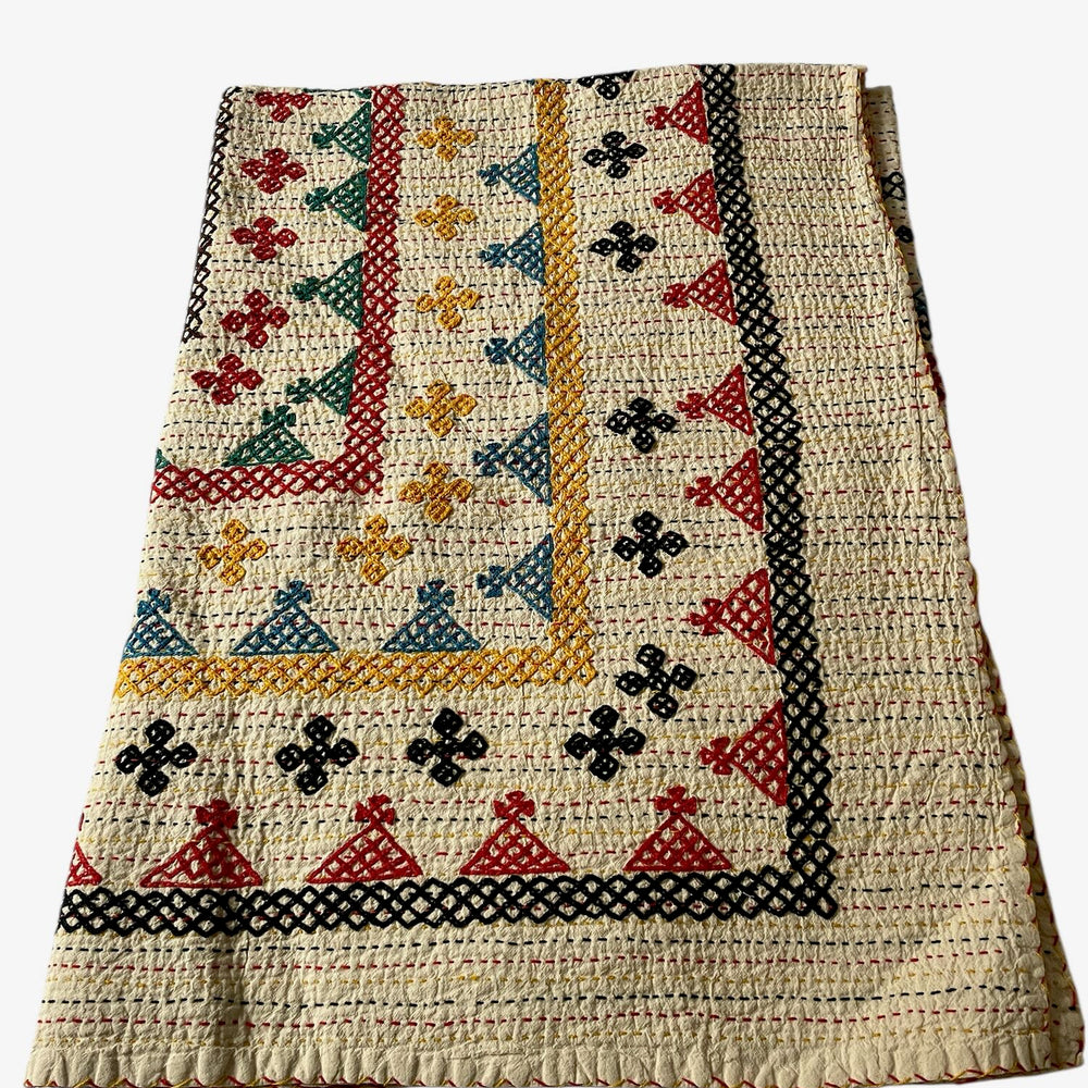 
                  
                    kantha ralli bedspread comforter double single cotton embroidered red yellow blue washable handmade
                  
                