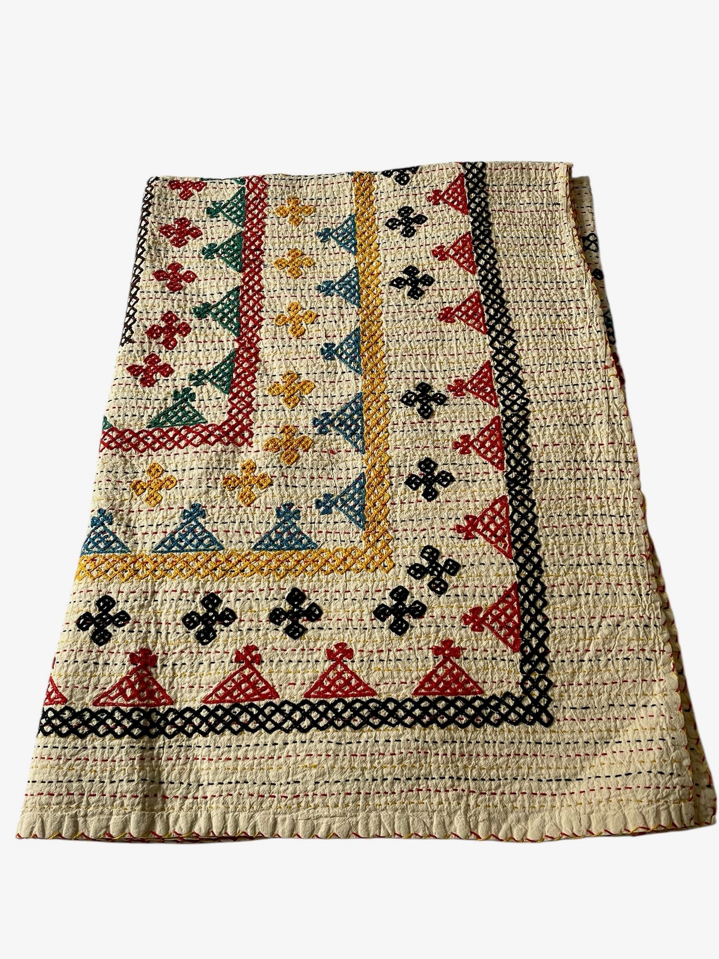 
                  
                    kantha ralli bedspread comforter double single cotton embroidered red yellow blue washable handmade
                  
                