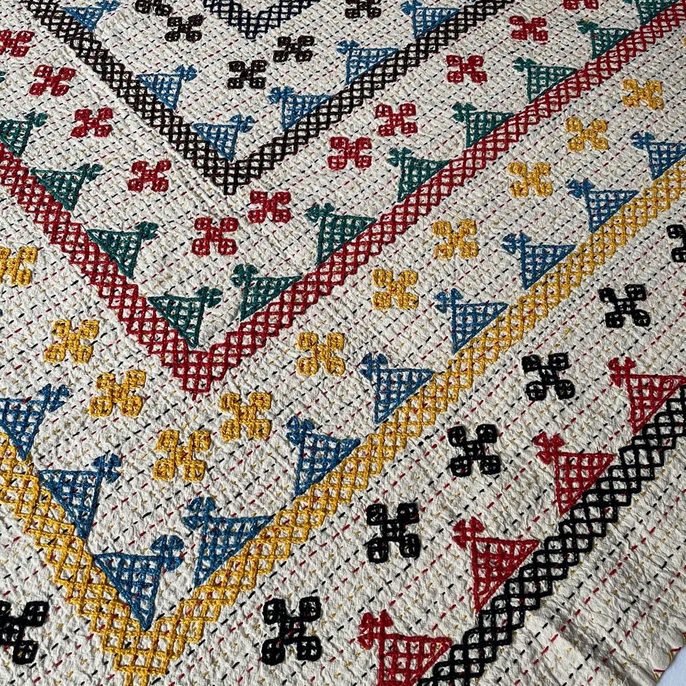 
                  
                    kantha ralli bedspread comforter double single cotton embroidered red yellow blue washable handmade
                  
                