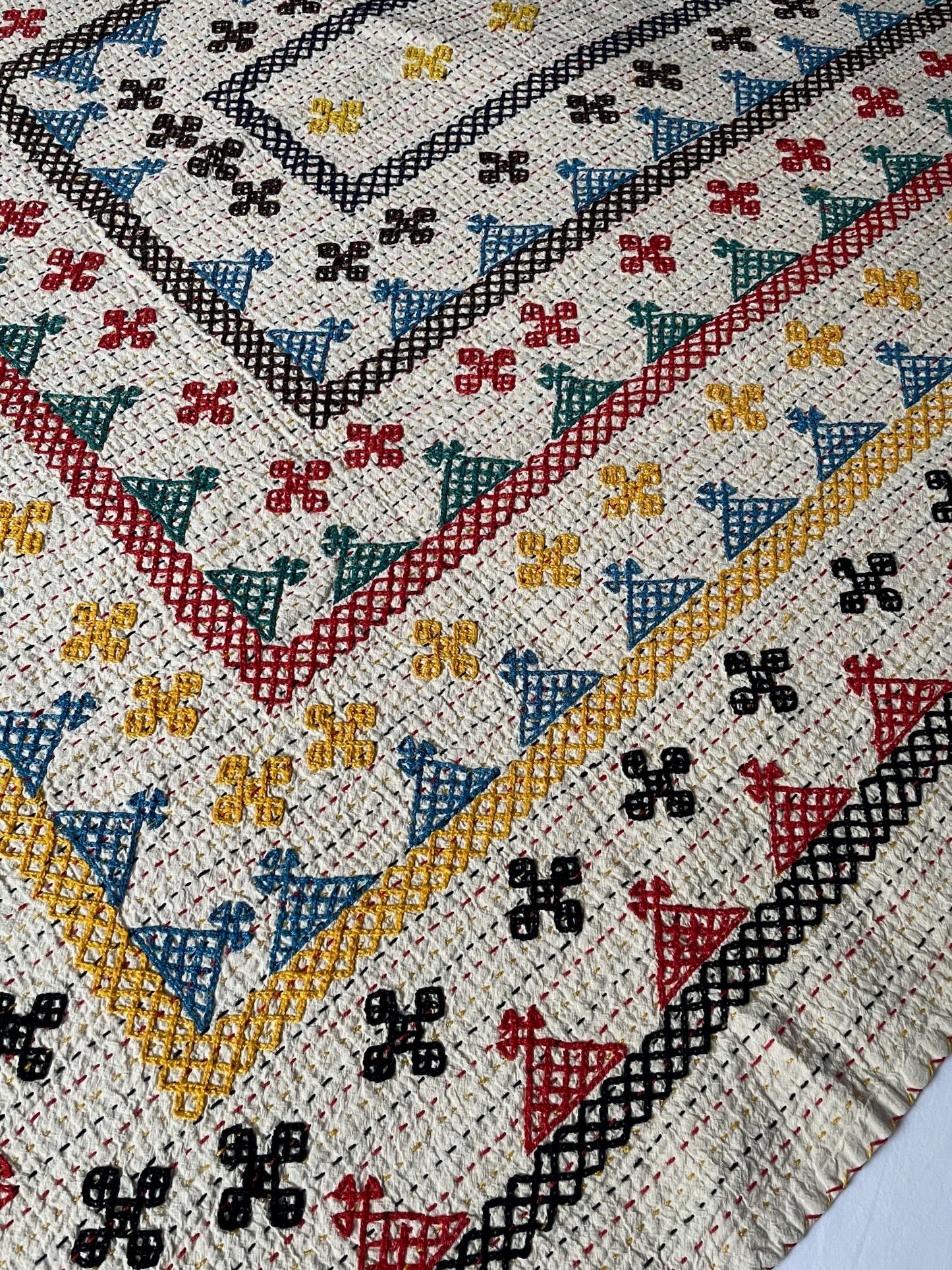 
                  
                    kantha ralli bedspread comforter double single cotton embroidered red yellow blue washable handmade
                  
                