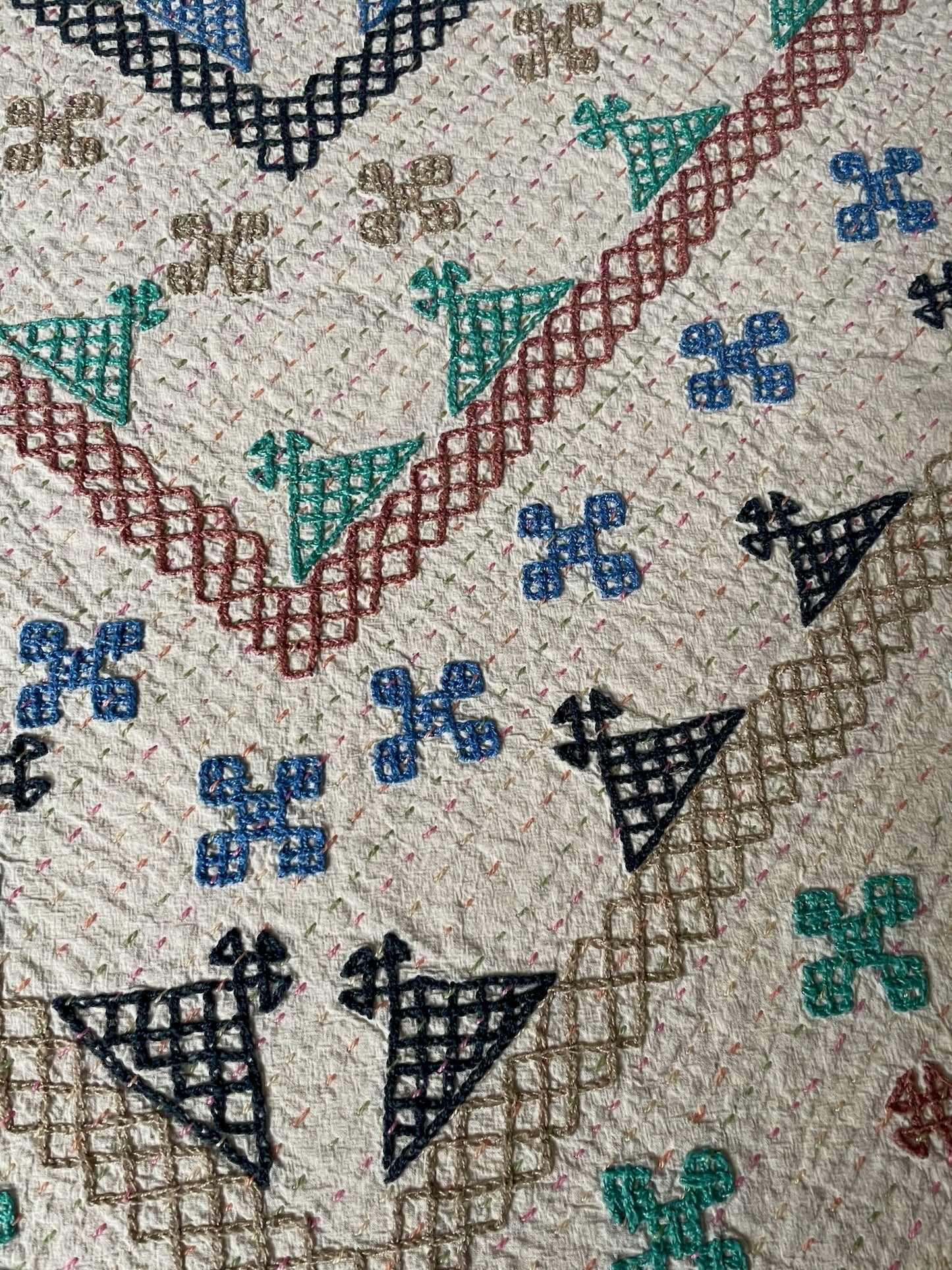 
                  
                    ralli bedspread kantha quilt comforter cotton embroidered blue green washable double superking 
                  
                