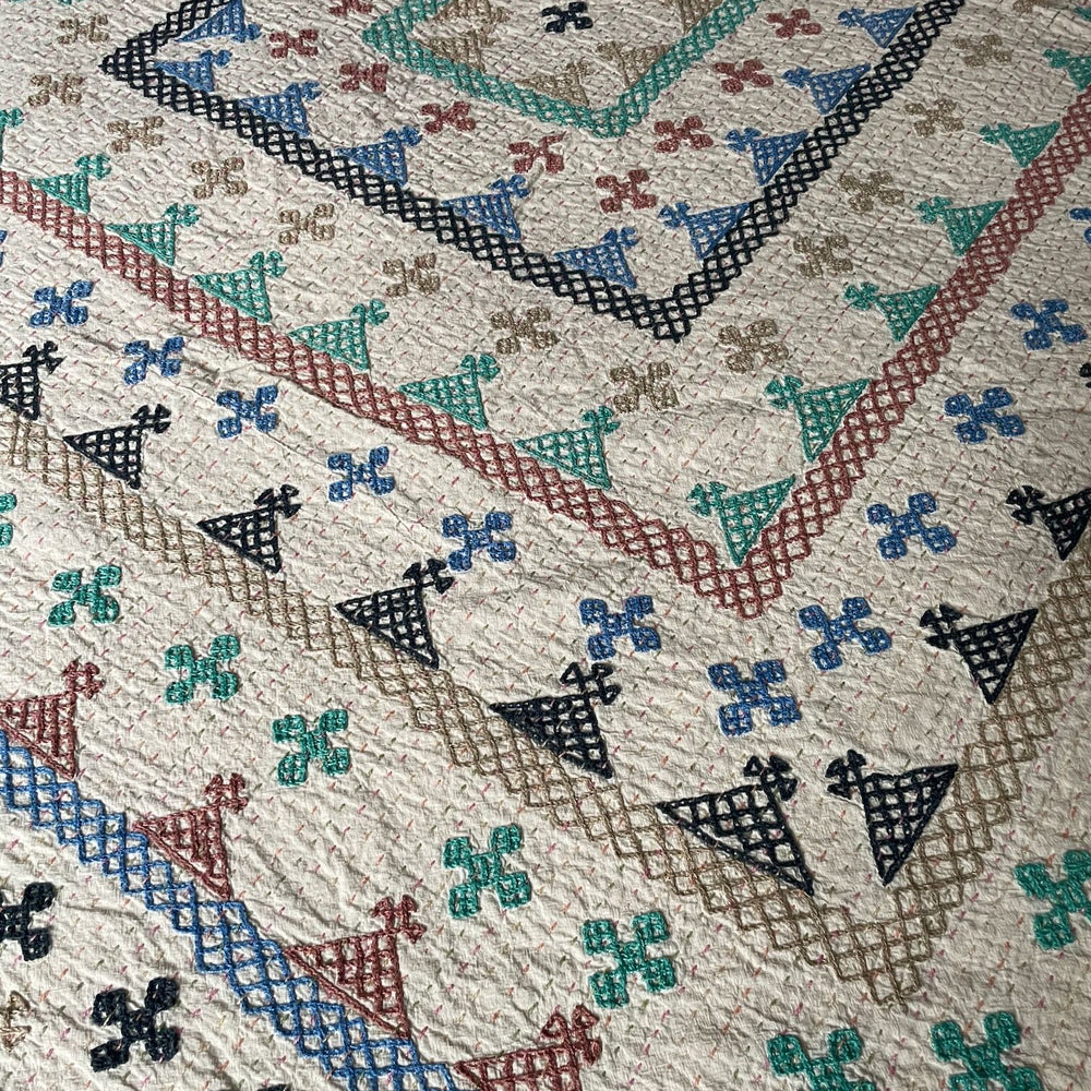 
                  
                    ralli bedspread kantha quilt comforter cotton embroidered blue green washable double superking 
                  
                