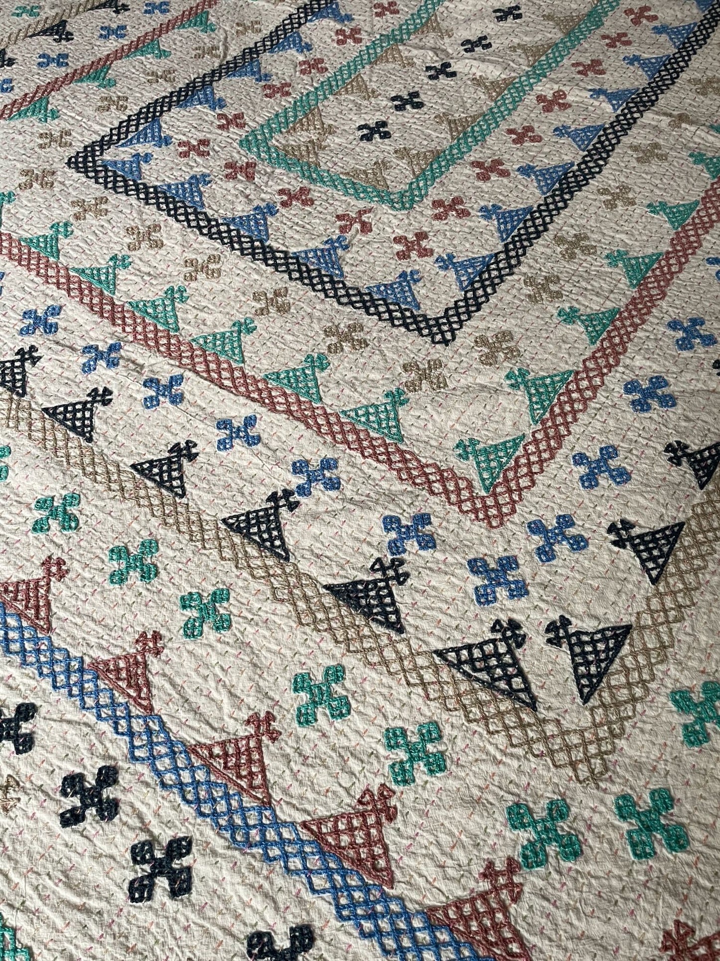 
                  
                    ralli bedspread kantha quilt comforter cotton embroidered blue green washable double superking 
                  
                