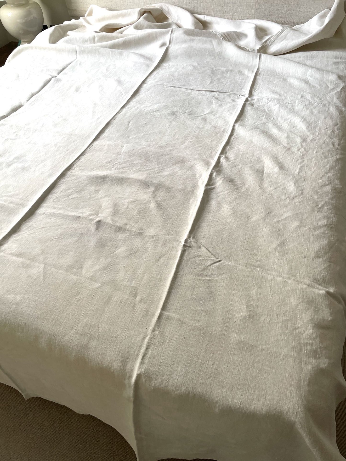 
                  
                    antique linen flat sheet bedding french cream upholstery fabric heavy weight large rustic
                  
                