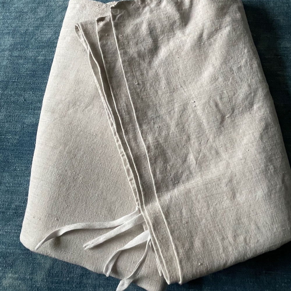 cream hemp chanvre linen antique french upholstery fabric bedcover cushion rustic material