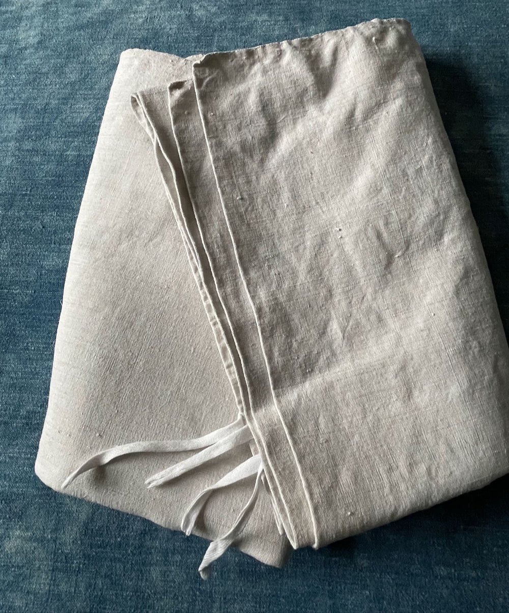 cream hemp chanvre linen antique french upholstery fabric bedcover cushion rustic material