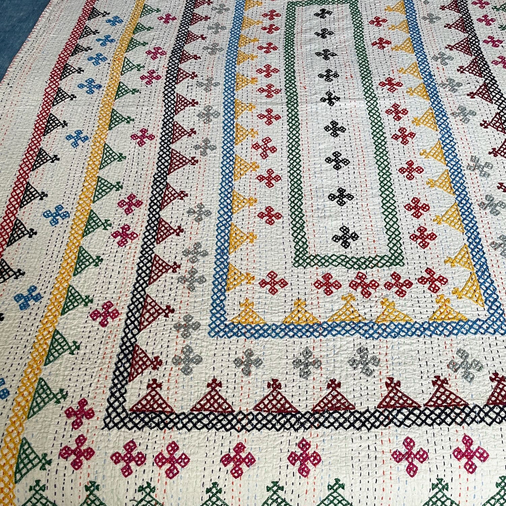 
                  
                    embroidered ralli kantha bedspread quilt comforter bright colours geometric single double kids
                  
                