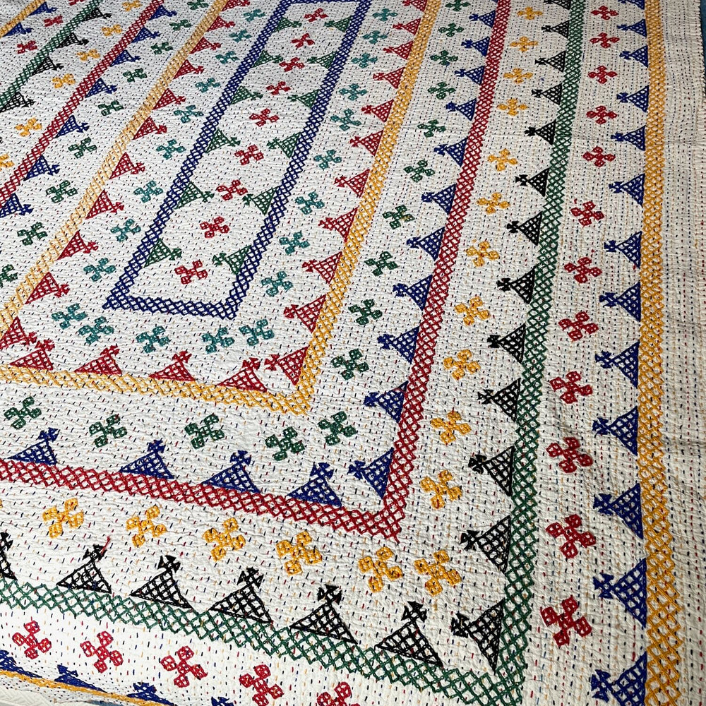 bright kantha bedspread cotton comforter quilt kids children bedding bedroom washable