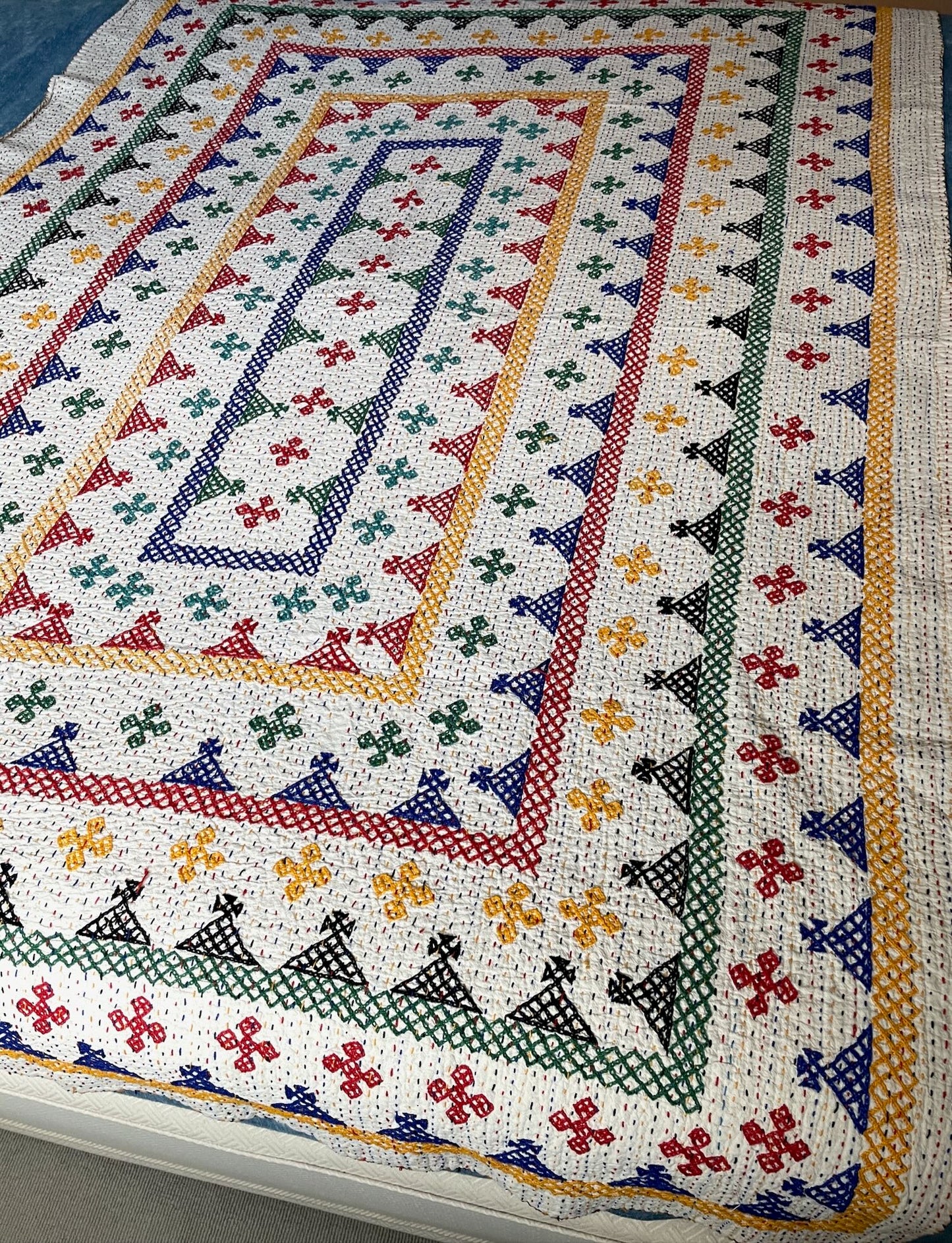 bright kantha bedspread cotton comforter quilt kids children bedding bedroom washable