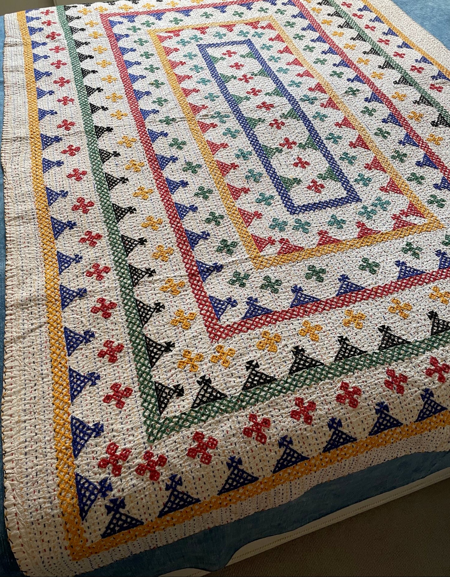 bright kantha bedspread cotton comforter quilt kids children bedding bedroom washable