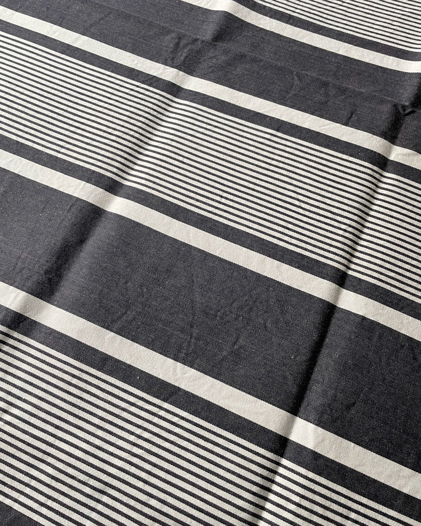 antique french ticking striped blue white cotton sewing fabric upholstery hard wearing navy