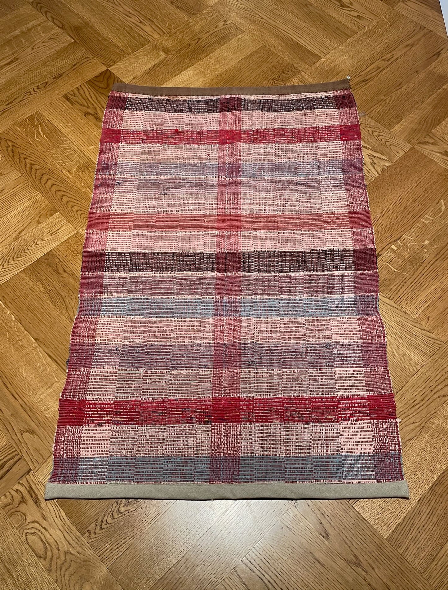 red blue stripe rug check mat bath cotton washable floor runner rustic kitchen runner vintage 