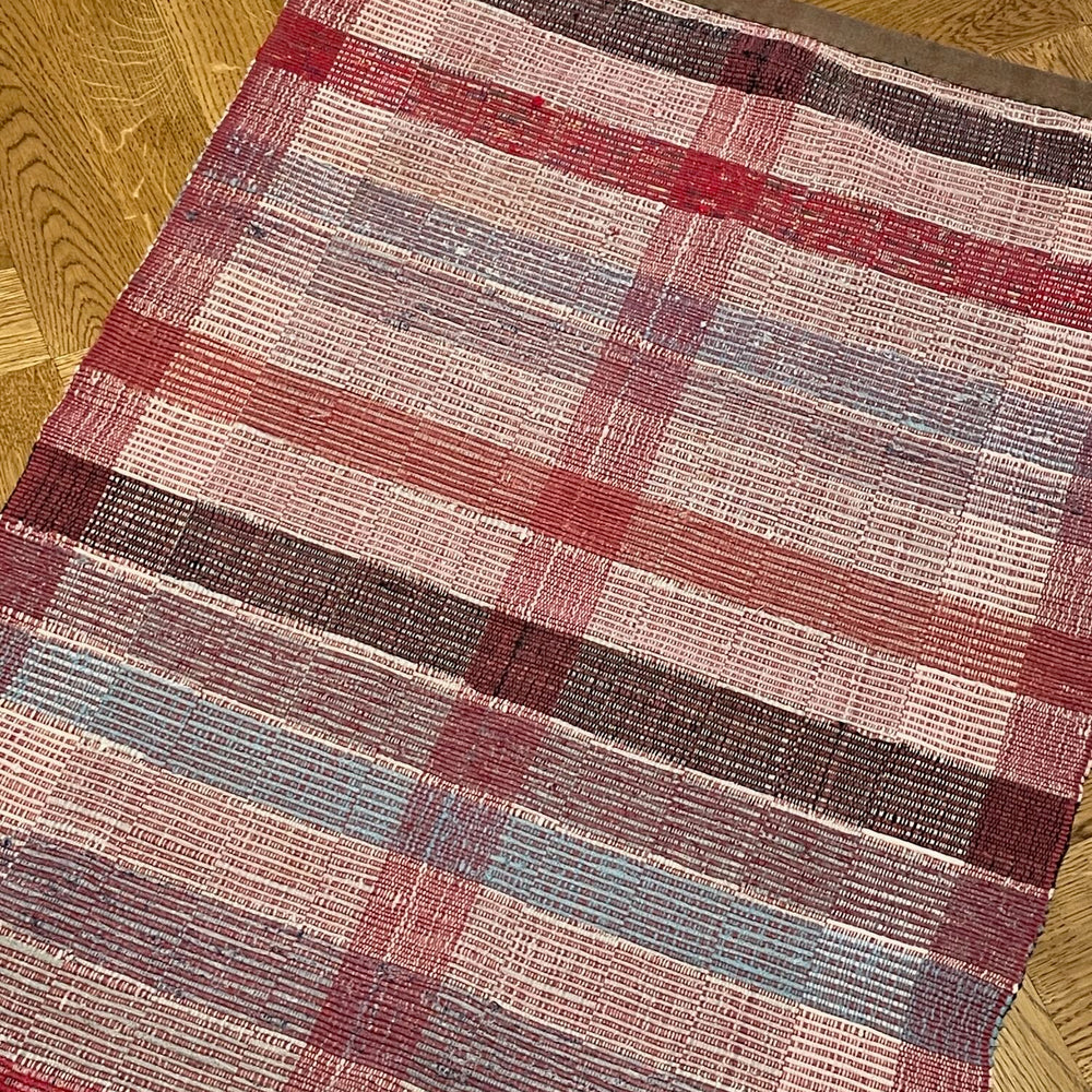 red blue stripe rug check mat bath cotton washable floor runner rustic kitchen runner vintage 