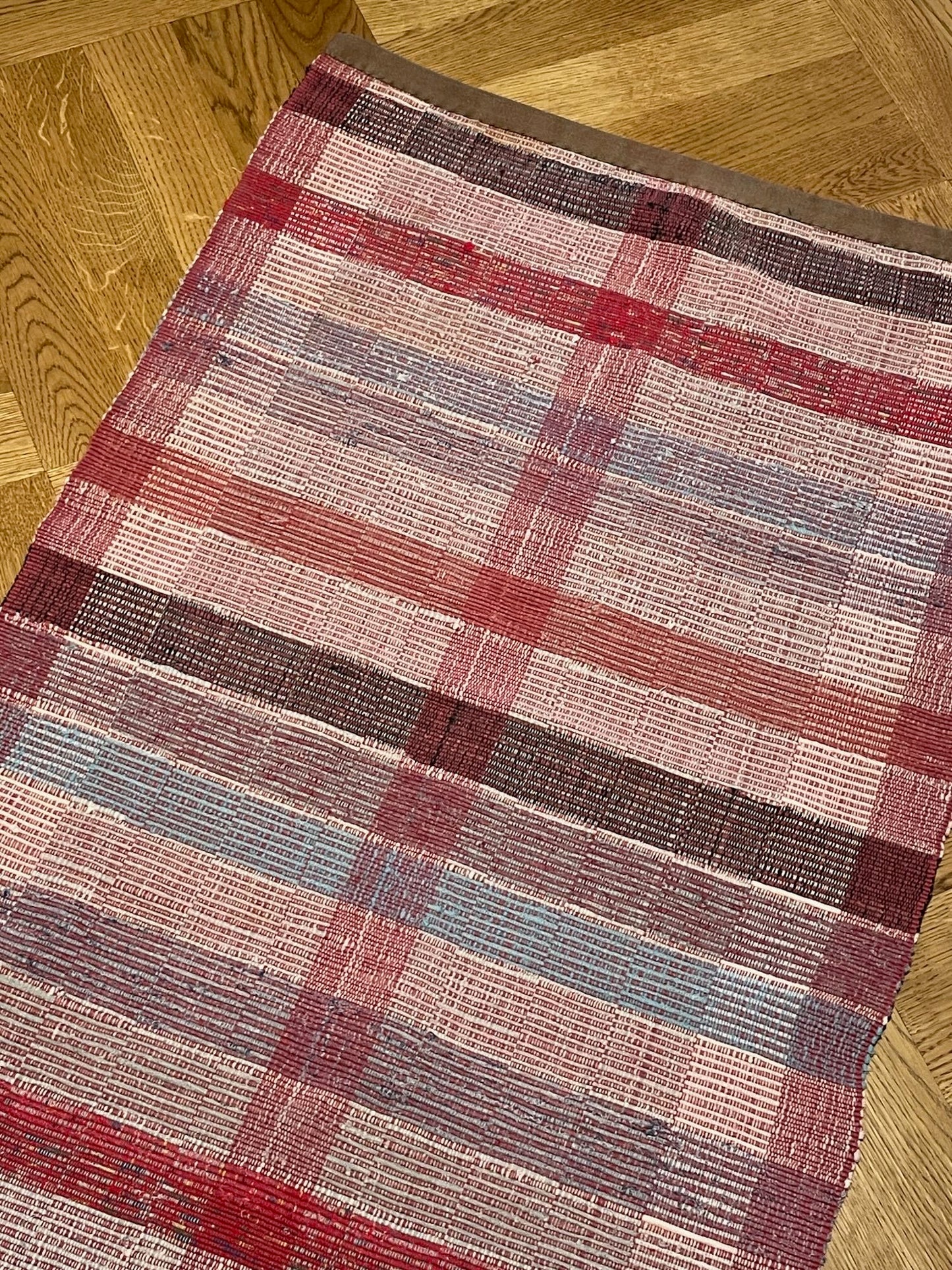 red blue stripe rug check mat bath cotton washable floor runner rustic kitchen runner vintage 