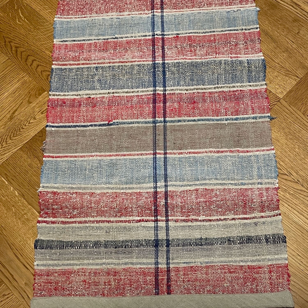pink blue stripe rug mat bath cotton rustic vintage washable reversible kitchen  carpet 