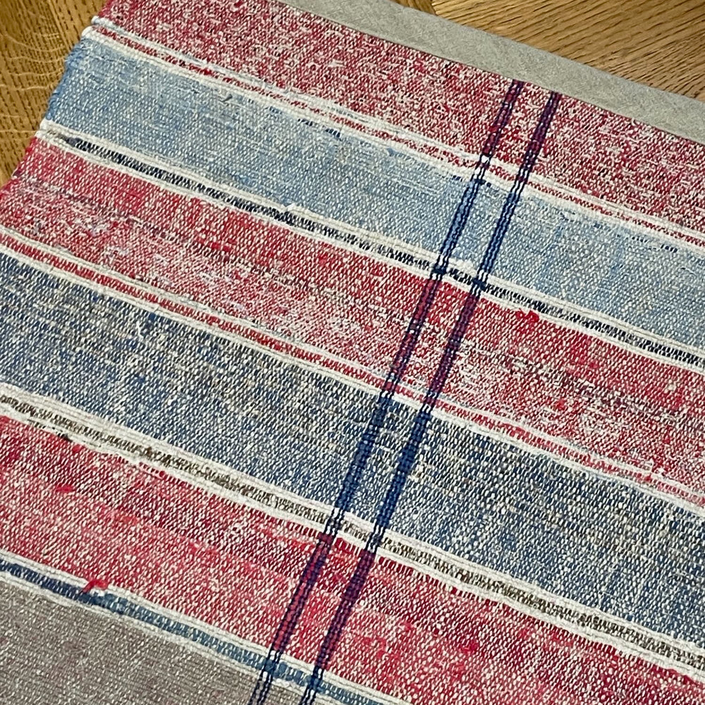 
                  
                    pink blue stripe rug mat bath cotton rustic vintage washable reversible kitchen  carpet 
                  
                