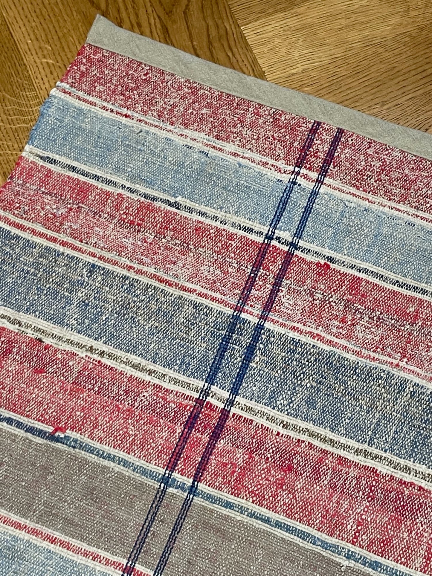 
                  
                    pink blue stripe rug mat bath cotton rustic vintage washable reversible kitchen  carpet 
                  
                