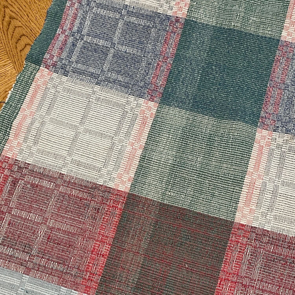 green red rips rug floor runner mat carpet washable rustic vintage reversible kitchen hall 