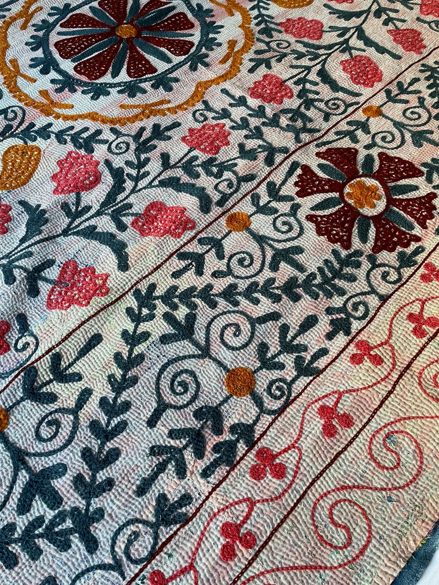 
                  
                    pink grey orange suzani kantha quilt throw bedspread comforter king sinlge washable embroidered
                  
                