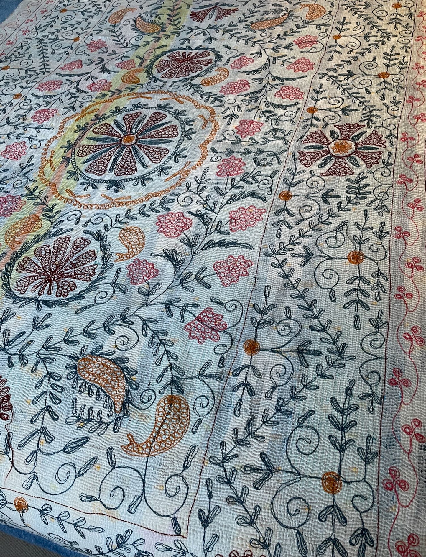 
                  
                    pink grey orange suzani kantha quilt throw bedspread comforter king sinlge washable embroidered
                  
                