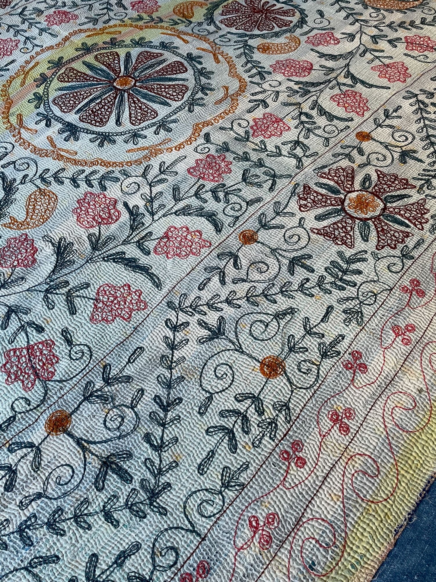 
                  
                    pink grey orange suzani kantha quilt throw bedspread comforter king sinlge washable embroidered
                  
                