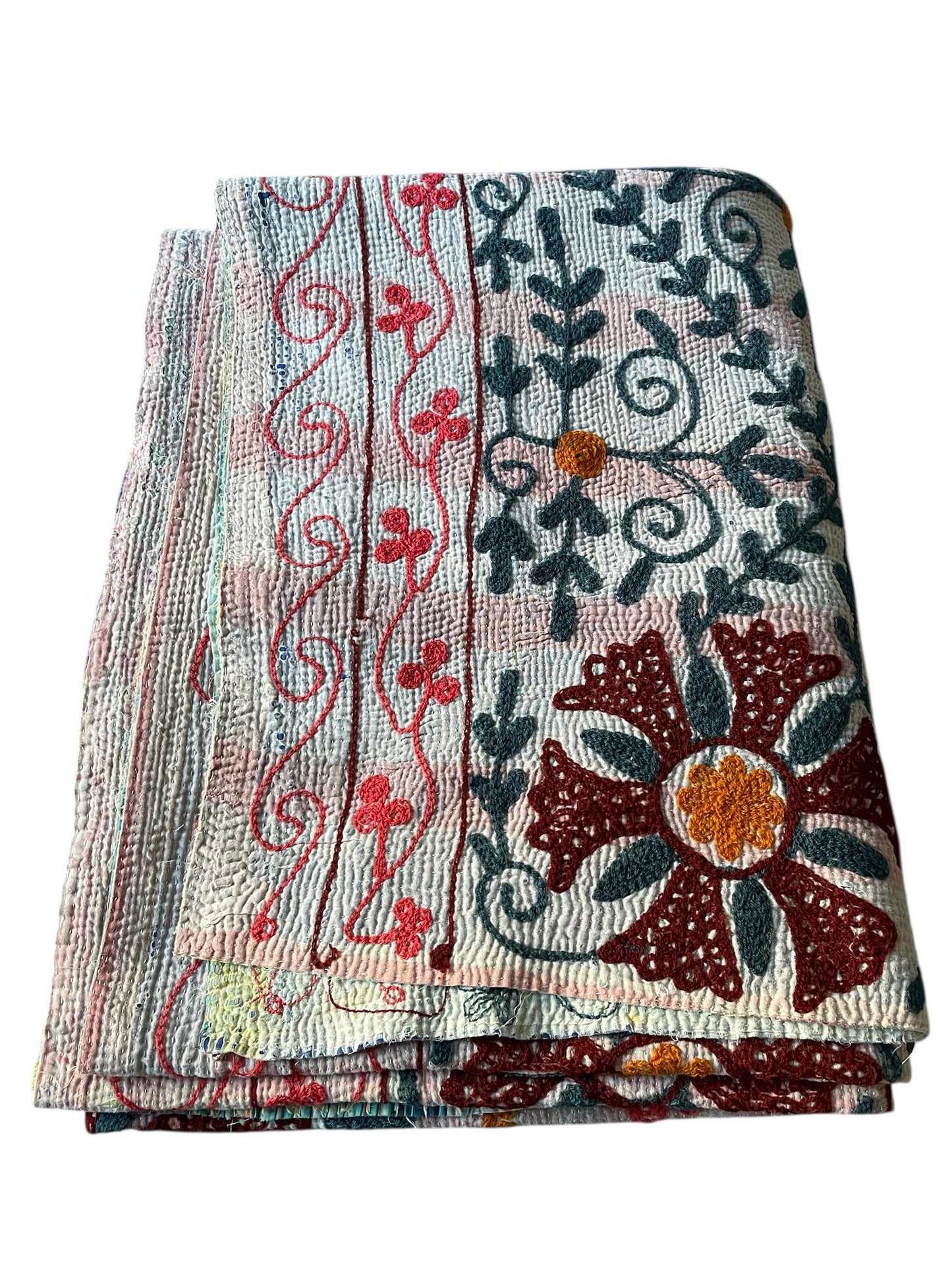 
                  
                    pink grey orange suzani kantha quilt throw bedspread comforter king sinlge washable embroidered
                  
                