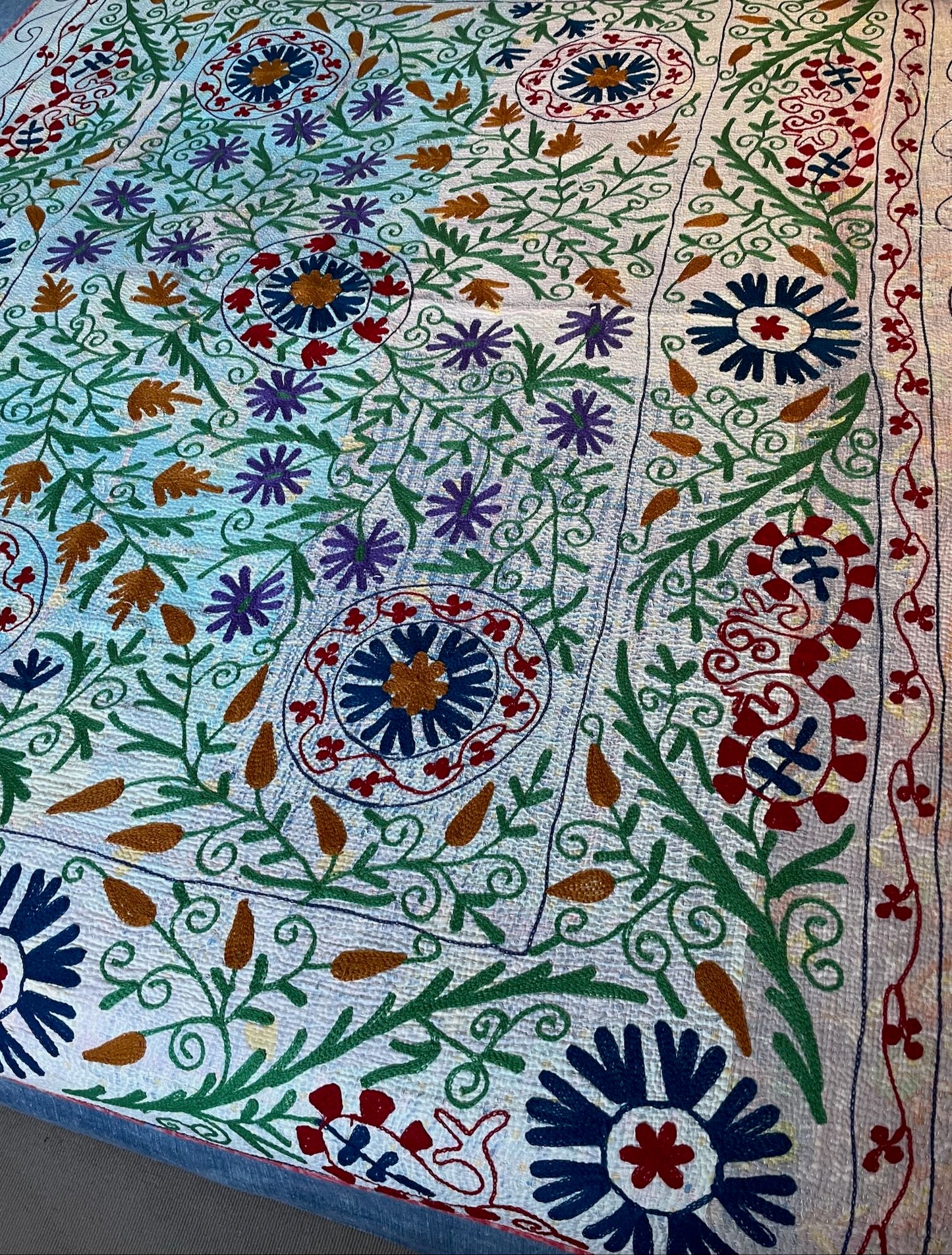 
                  
                    embroidered blue kantha sofa throw quilt comforter single double cotton washable large
                  
                