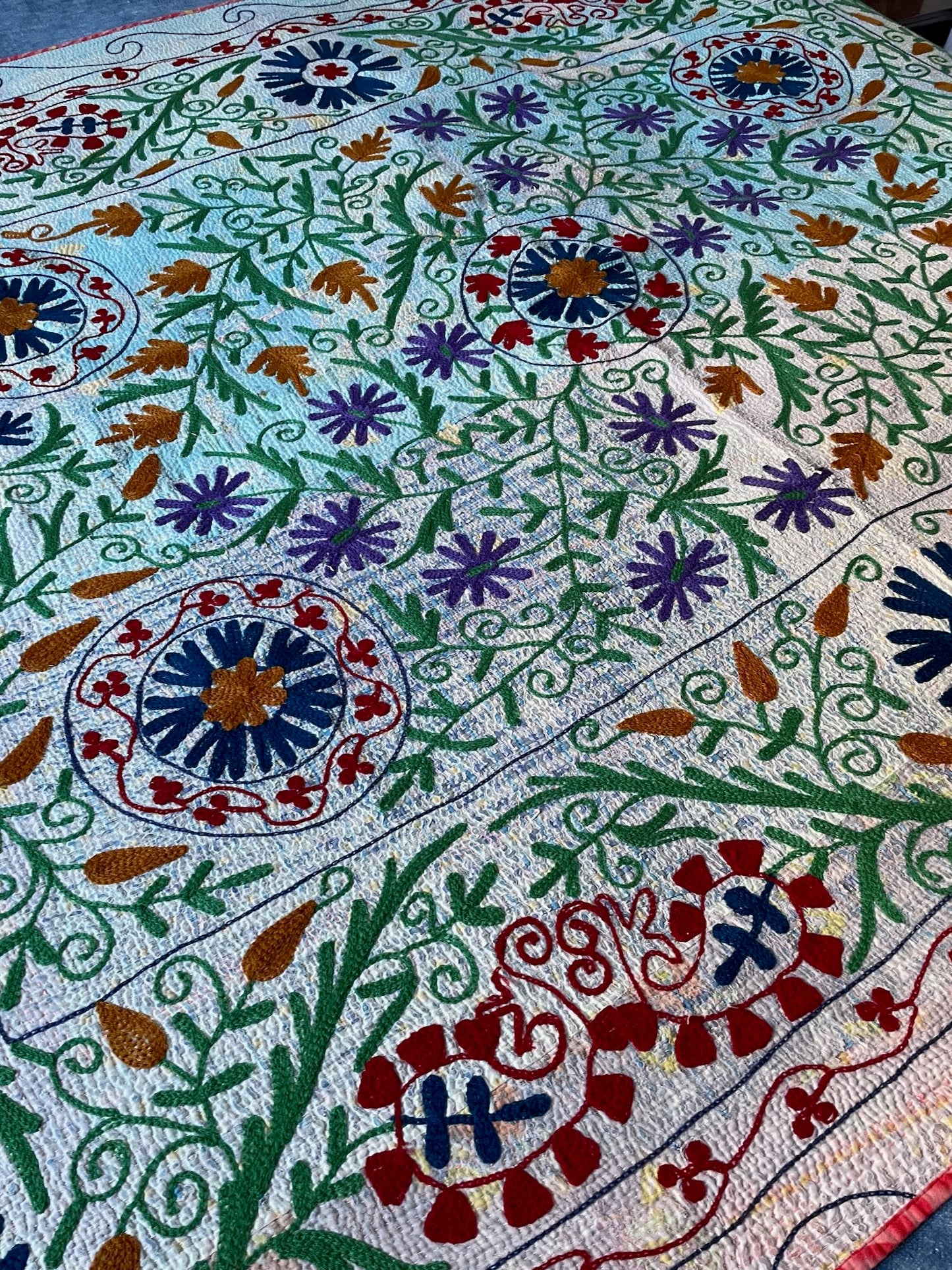 
                  
                    embroidered blue kantha sofa throw quilt comforter single double cotton washable large
                  
                