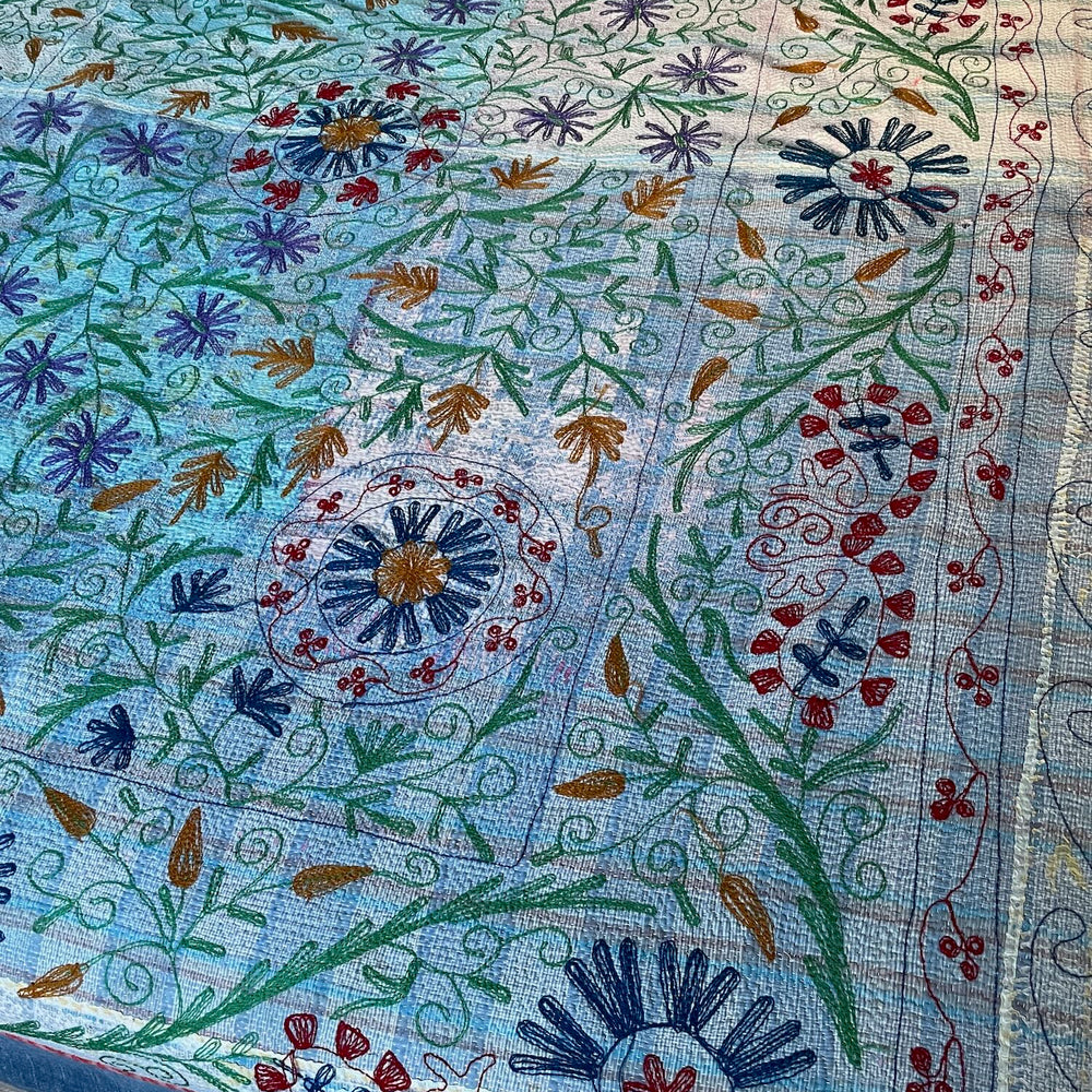 
                  
                    embroidered blue kantha sofa throw quilt comforter single double cotton washable large
                  
                