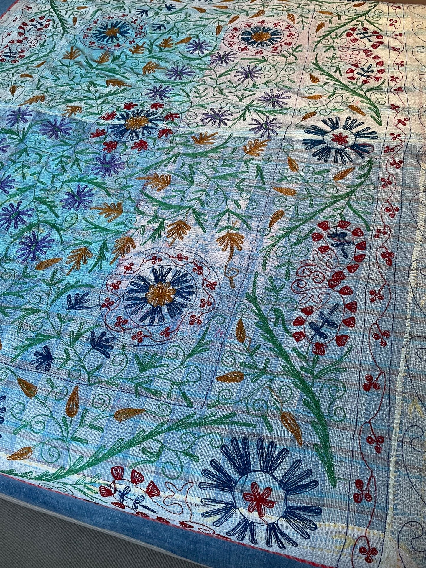 
                  
                    embroidered blue kantha sofa throw quilt comforter single double cotton washable large
                  
                