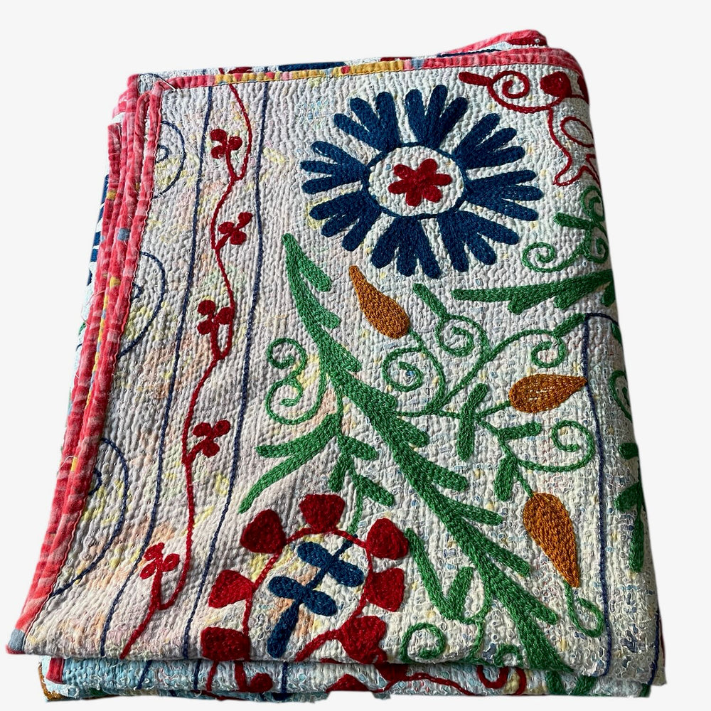 
                  
                    embroidered blue kantha sofa throw quilt comforter single double cotton washable large
                  
                