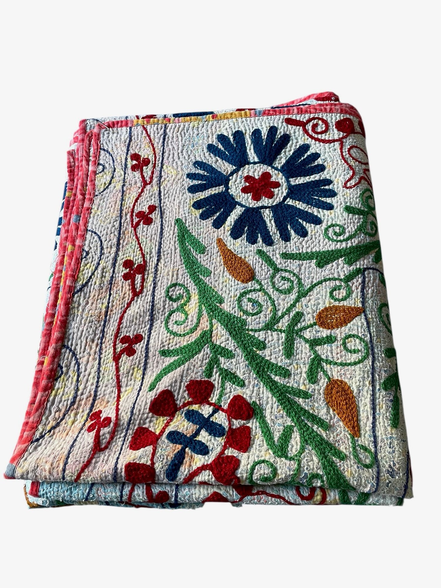 
                  
                    embroidered blue kantha sofa throw quilt comforter single double cotton washable large
                  
                