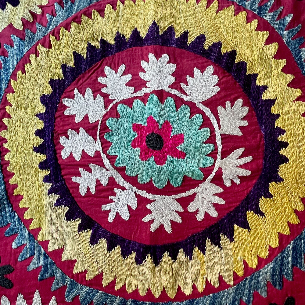 
                  
                    suzani cushion pillow large square boho uzbekistan embroidered hand made colourful red yellow
                  
                