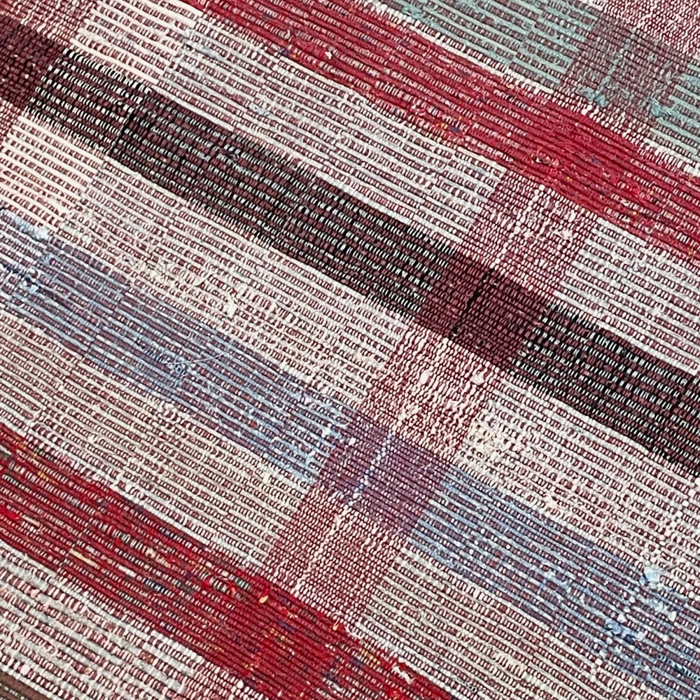 red blue brown stripe floor runner rag rug hall carpet corridor mat washable rustic vintage 