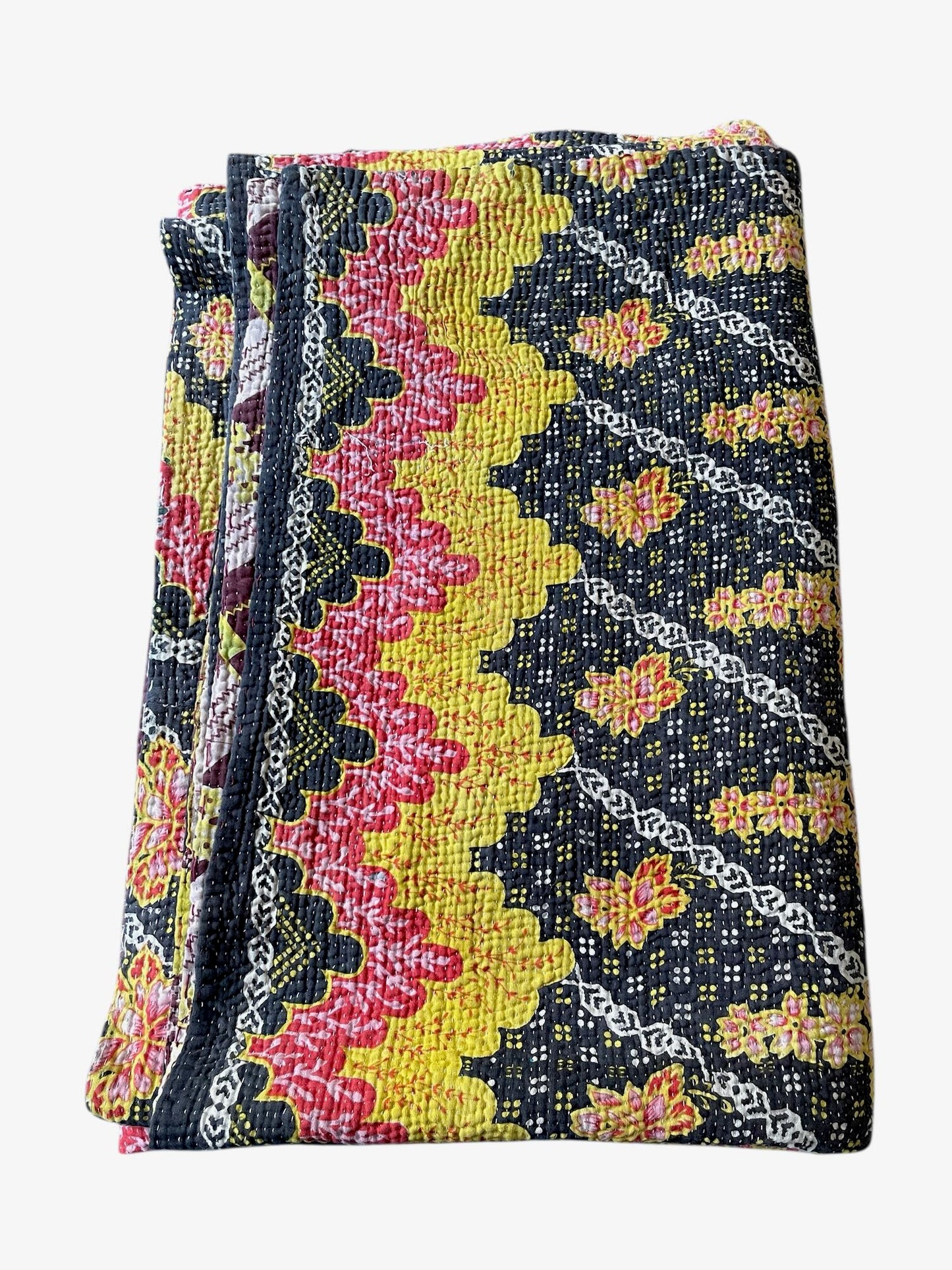
                  
                    pink black yellow single kantha quilt bedspread cotton comforter cotton washable sofa throw
                  
                