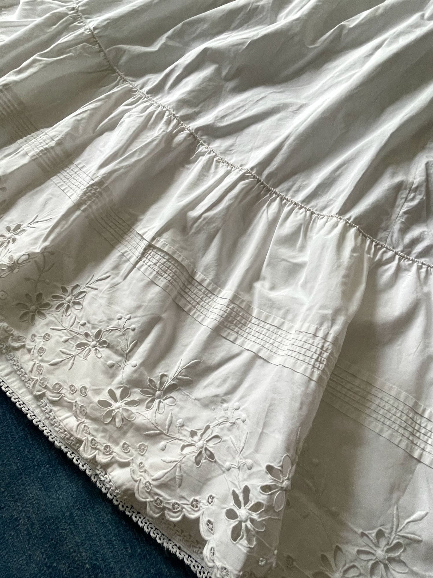 
                  
                    antique french jupon petticoat white frilled skirt under garment hand embroidered cotton
                  
                