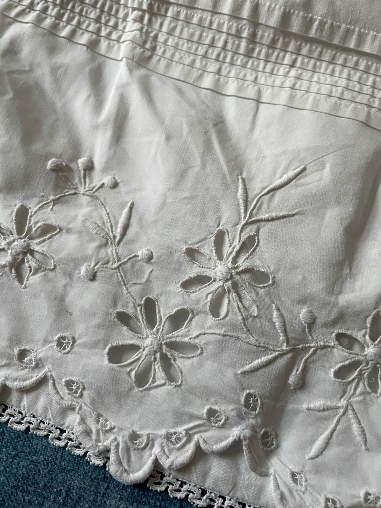 
                  
                    antique french jupon petticoat white frilled skirt under garment hand embroidered cotton
                  
                