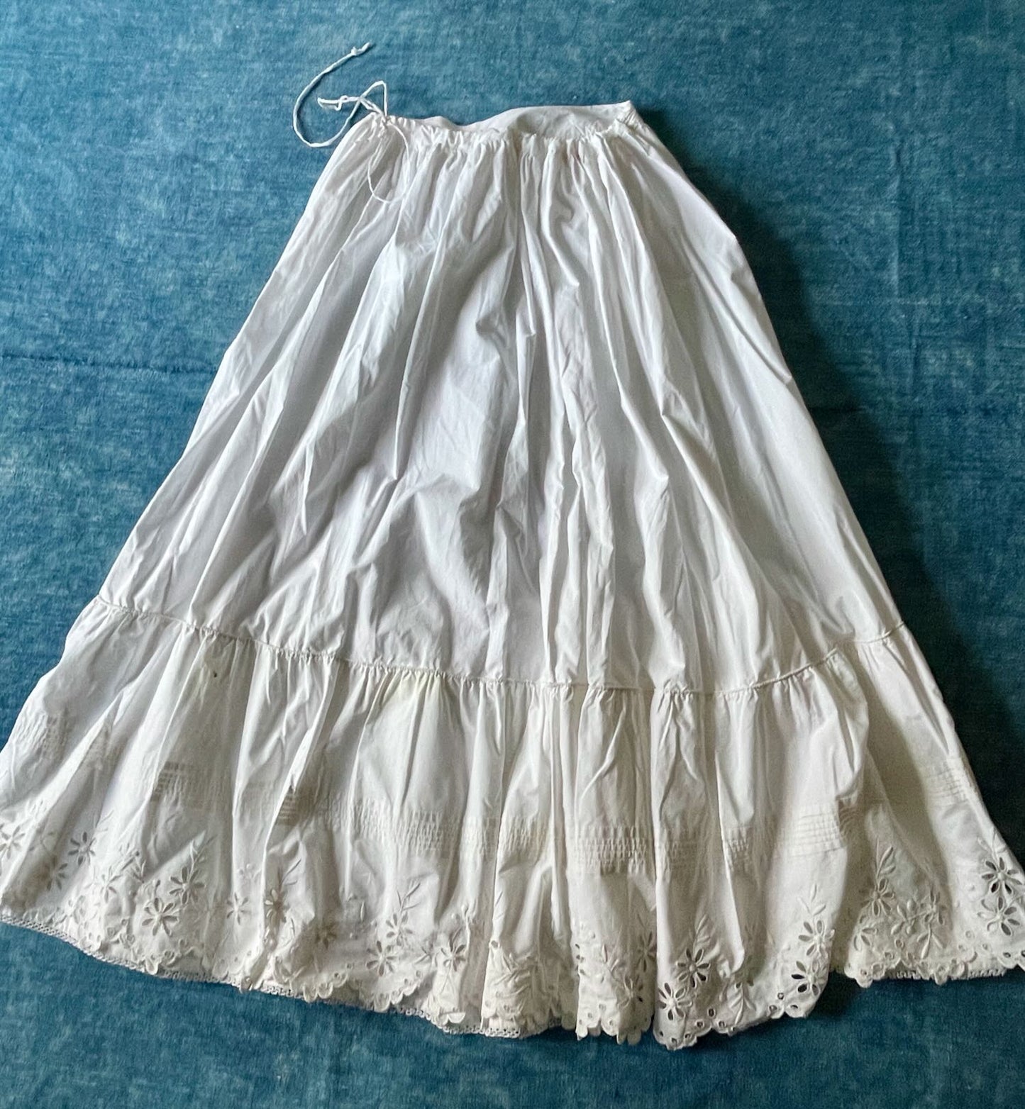 
                  
                    antique french jupon petticoat white frilled skirt under garment hand embroidered cotton
                  
                
