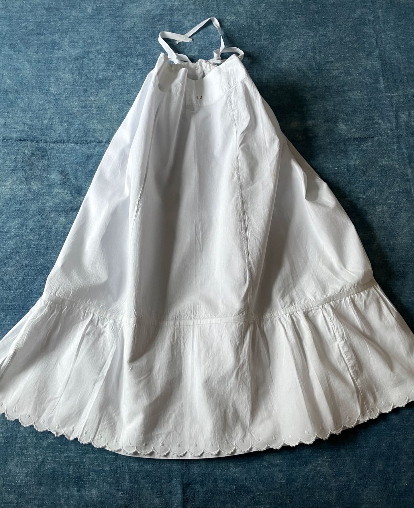 antique french jupon petticoat underskirt skirt cotton embroidered long victorian romantic 
