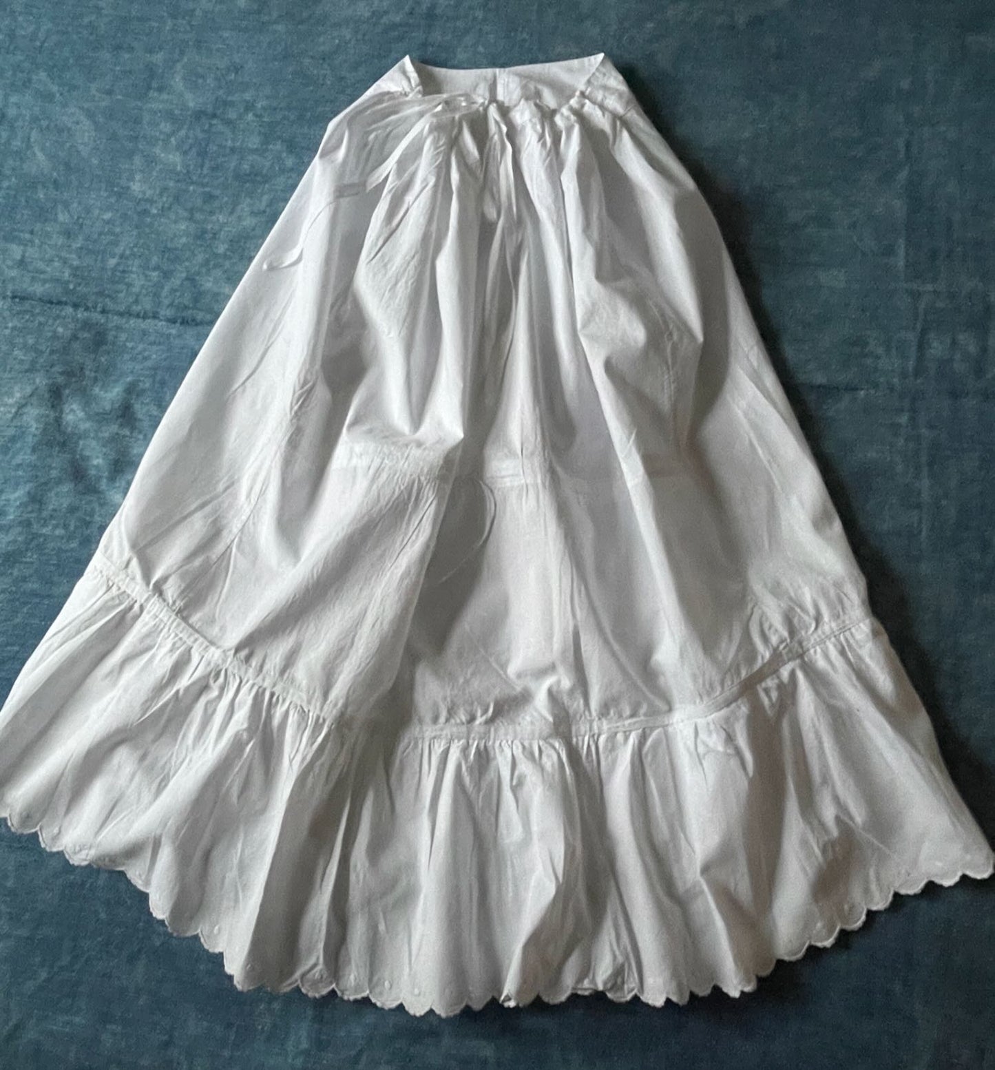antique french jupon petticoat underskirt skirt cotton embroidered long victorian romantic 