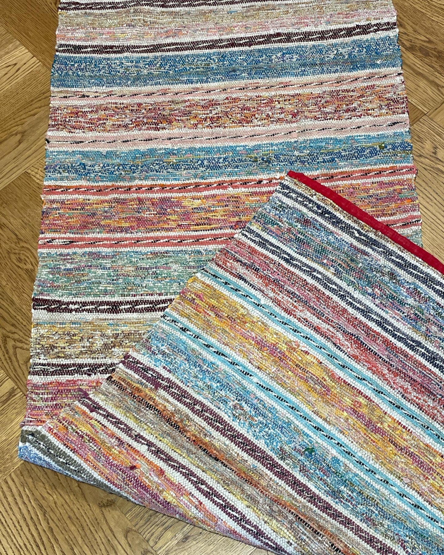 
                  
                    vintage floor runner hall carpet striped stair runner cotton 6 metres long blue orange yellow 
                  
                