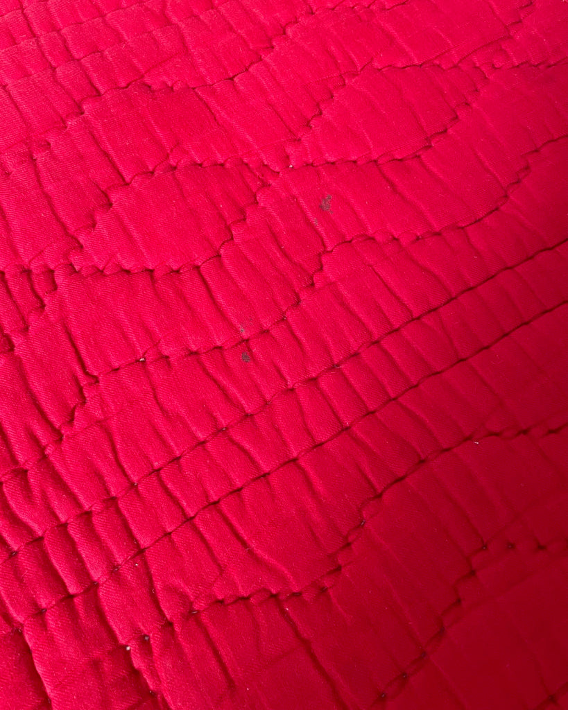 antique french quilt red tulip pique coverlet warm comforter rare textile single double bedspread